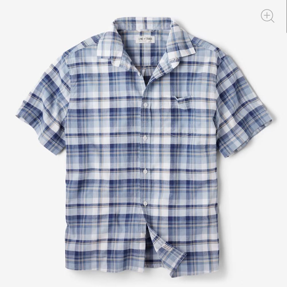 Line of Trade The Wellfleet Madras‎ Shirt Ocean Blue 2XL NWT in packaging